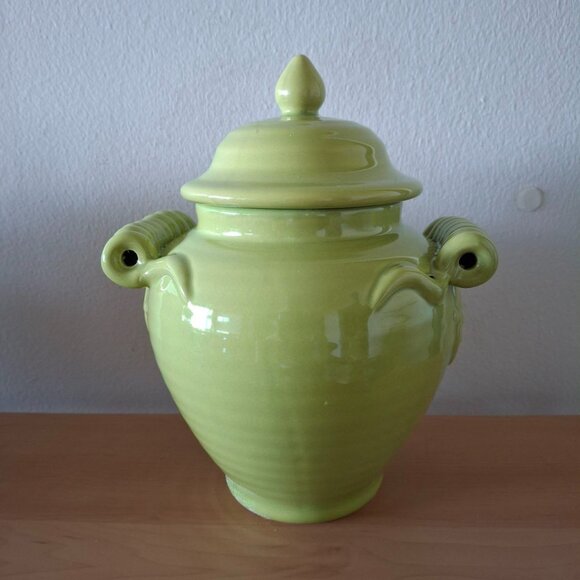 Chino Fine Quality Green Lidded Ceramic Jar – Decorative Kitchen Container  Ging - Picture 1 of 7